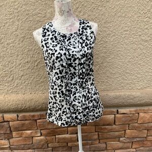 Merona Sleeveless Black White Animal Print Blouse Top | Size Small S